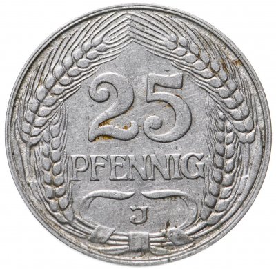 купить Германия 25 пфеннигов (pfennig) 1910 J знак монетного двора: "J" - Гамбург