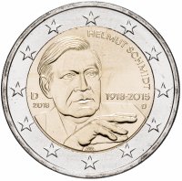 Купить Германия 2 евро 2018 D "100 лет со дня рождения Гельмута Шмидта"