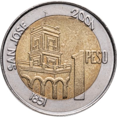 купить Аргентина 1 песо (peso) 2001 200 лет со дня рождения Хусто Хосе де Уркиса Ребристый гурт