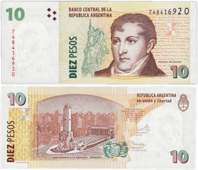 купить Аргентина 10 песо 2014 (Pick 354a(6)
