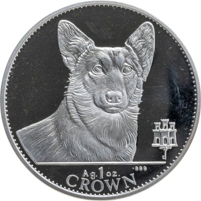 купить Гибралтар 1 крона 1991 Proof "Собака Вельш-корги" в футляре