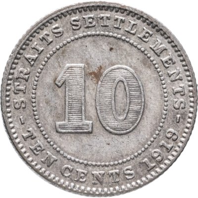 купить Стрейтс Сетлментс 10 центов (cents) 1919