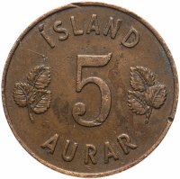 Купить Исландия 5 эйре (aurar) 1946