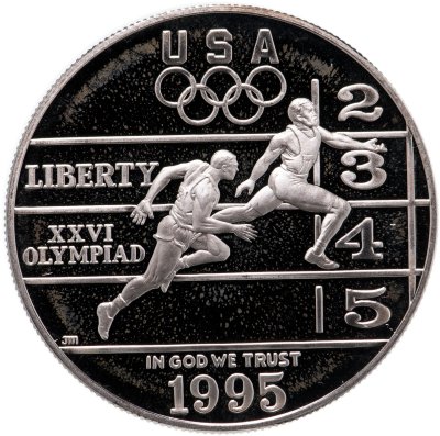 купить США 1 доллар (dollar) 1995 P "XXVI летние Олимпийские Игры, Атланта 1996 - Бег"