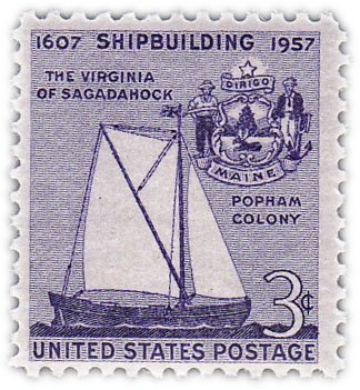 купить США 3 цента 1957 "Вирджиния Сагадахок и Печать штата Мэн"