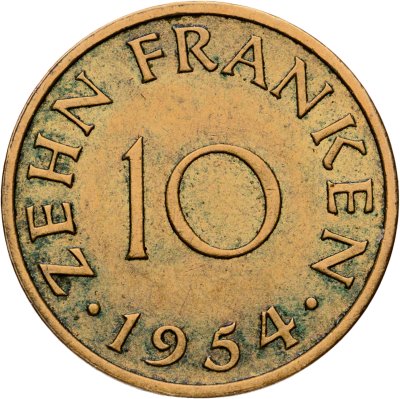 купить Саар 10 франков (francs) 1954