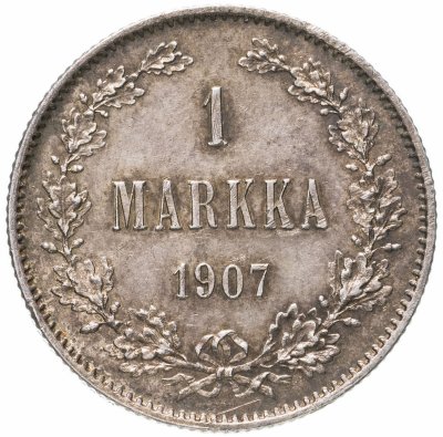 купить 1 марка (markka) 1907 L, монета для Финляндии