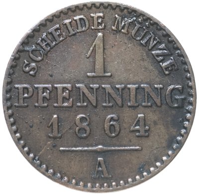 купить Германия, Пруссия 1 пфеннига 1864