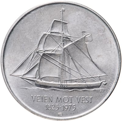 купить Норвегия 5 крон (kroner) 1975 "150 лет иммиграции в Америку"
