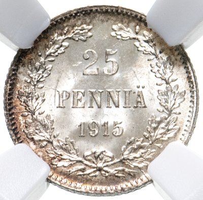 купить 25 пенни (pennia) 1915 S, монета для Финляндии, в слабе ННР MS64