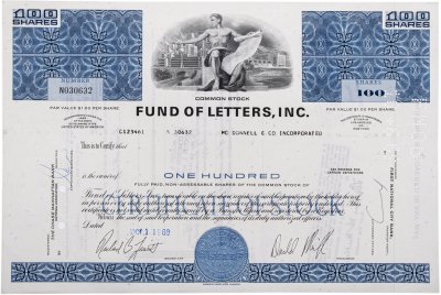 купить Акция США FUND OF LETTERS, INC., 1968 г.