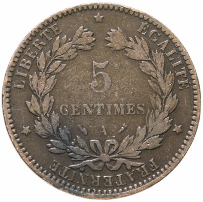 купить Франция 5 сантимов (centimes) 1896