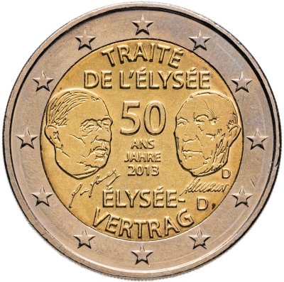 купить Германия 2 евро 2013 D "50 лет Елисейскому договору о франко-германской дружбе"