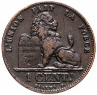 Купить Бельгия 1 сантим (centime) 1899 Надпись на французском - 'DES BELGES'