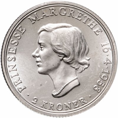 купить Дания 2 кроны (kroner) 1958 "18 лет принцессе Маргрете"