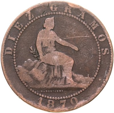 купить Испания 10 сентимо (centimos) 1870