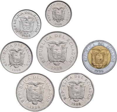 купить Эквадор набор монет для обращения 1988-1996 (7 штук)
