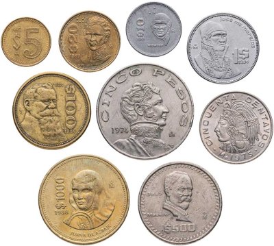 купить Мексика набор монет 1970 - 1992 (9 штук)