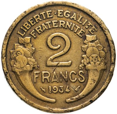купить Франция 2 франка (francs) 1934