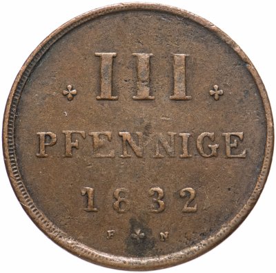 купить Германия (Мекленбург-Стрелиц) 3 пфеннига 1832