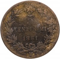 купить Италия 5 чентезимо (centesimi) 1861 M, знак монетного двора: "M" - Милан