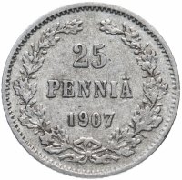 Купить 25 пенни (pennia) 1907 L