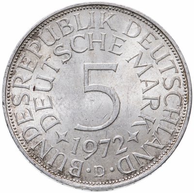 купить Германия 5 марок, 1972 Отметка монетного двора: "D" - Мюнхен