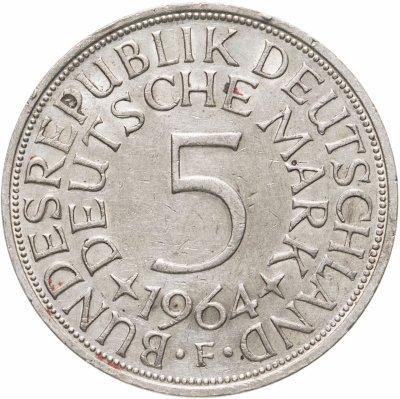 купить Германия 5 марок, 1964 Отметка монетного двора: "F" - Штутгарт