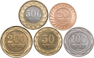 купить Армения набор из 5 монет 20, 50, 100, 200, 500 драмов 2003
