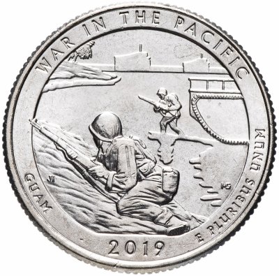 купить США 1/4 доллара (25 центов, квотер) 2019 P —"Национальные парки - Гуам, война на Тихом океане" (48-й парк)