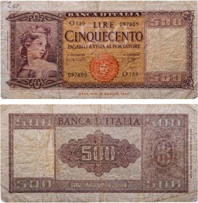 купить Италия 500 лир 1948