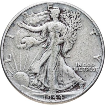 купить США 50 центов (1/2 доллара, half dollar) 1944 Walking Liberty Half Dollar Без отметки монетного двора