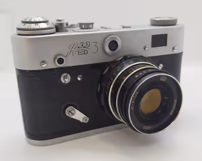 купить Фотоаппарат "ФЭД-3" с объективом "Индустар-61 Л/Д" (без кофра), металл, стекло, пластик, Харьковский машиностроительный завод им. Дзержинского (ФЭД), СССР, 1961-1979 гг.
