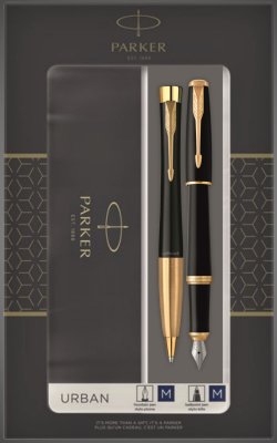 купить Подарочный набор из 2-х ручек Parker URBAN Muted black GT перьевая и шариковая ручки, Лаки и смолы: лак, латунь, 2026 г.