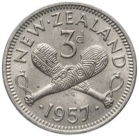купить Новая Зеландия 3 пенса (pence) 1957