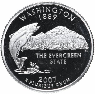 купить США 25 центов (квотер, 1/4 доллара, quarter dollar) 2007 Квотер штата Вашингтон Серебро