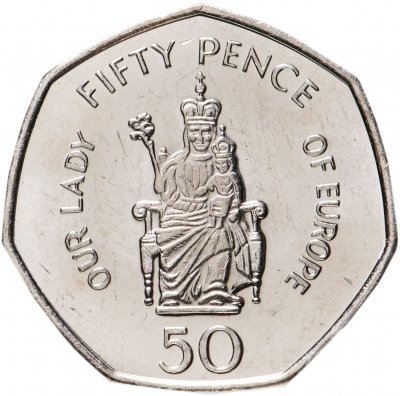 купить Гибралтар 50 пенсов (pence) 2008 "Богоматерь Европейская"