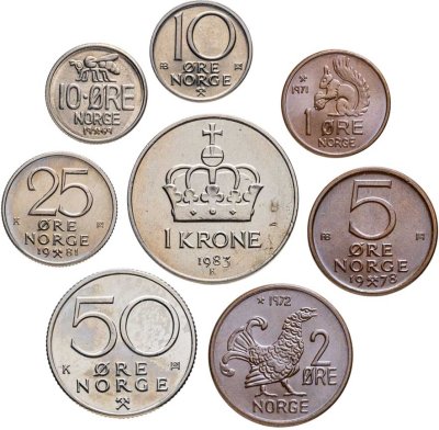 купить Норвегия набор монет 1971-1988 (8 штук)