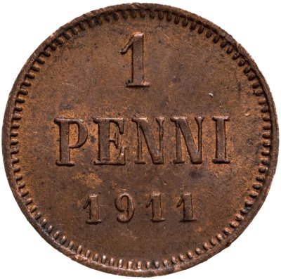 купить 1 пенни 1911, монета для Финляндии