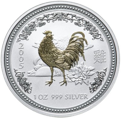 купить Австралия 1 доллар (dollar) 2005 Восточный календарь - Год Петуха /позолота/