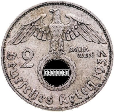 купить Германия (Третий Рейх) 2 рейхсмарки 1937, знак монетного двора "G" - Карлсруэ