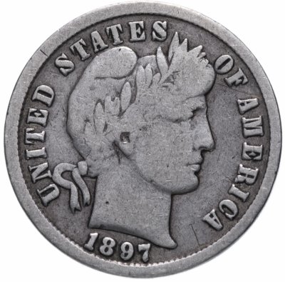 купить США 10 центов (дайм, one dime) 1897 "Barber Dime" Без отметки монетного двора