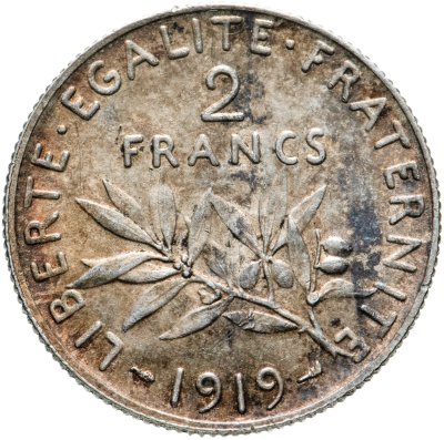 купить Франция 2 франка (francs) 1919
