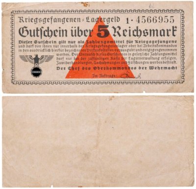 купить Германия 5 рейхсмарок 1939-1940 Тюремный лагерь