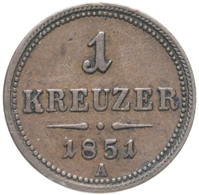 купить Австрия 1 крейцер (kreuzer) 1851
