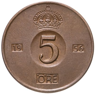 купить Швеция 5 эре (ore) 1956