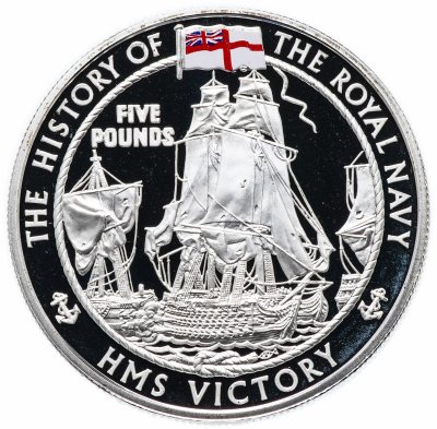 купить Остров Джерси 5 фунтов 2004 "История королевского флота HMS Victory"