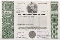 купить Акция США HYDROMETALS, INC. 1976 г.