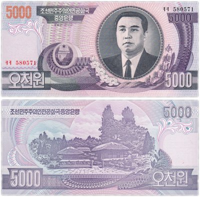 купить Северная Корея 5000 вон 2002 год Pick 46a(2)