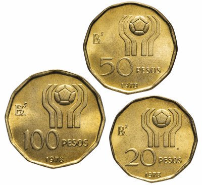 купить Аргентина набор из 3х монет "Чемпионат мира по футболу 1978"
